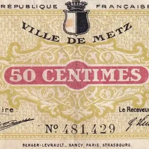 Billet France 50 Centimes - Ville de Metz - 1918 Meilleure Qualité