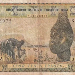 Top Vente Billet BCEAO 500 Franc- Masque - ND (1959-1965) - Lettre A (Côte d'Ivoire) - Série X.60 - P.702Kl