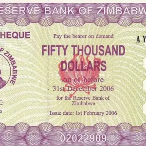Billet Zimbabwe 50000 Dollars - Chiremba - 2006 - Série AY - P.30 Retour Gratuit