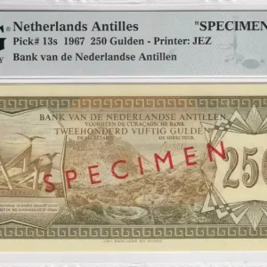 Billet Antilles Néerlandaises 250 Gulden - Paysage - Armoiries - 1967 - Spécimen - PMG 67 EPQ - P.13s Paiement Sécurisé