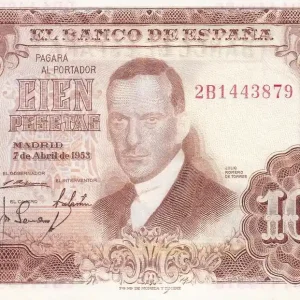 Billet Espagne 100 Pesetas - J.R. de Torres -1953 - Série 2B - P.145 Commande En Gros
