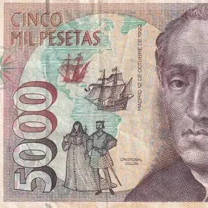 Livraison Express Billet Espagne 5000 Pesetas - Christophe Colomb - Bateaux - 1992 - Série 4J -P.165