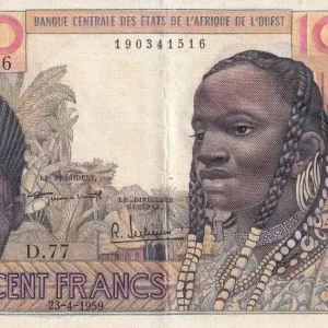 Meilleure Vente Billet BCEAO 100 Francs - Masque - 23-04-1959 - Série D.77 - P.2a