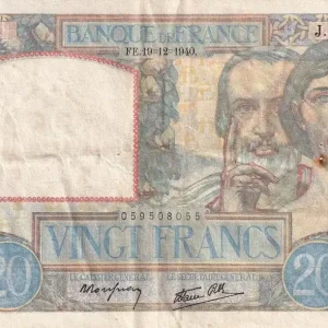 Billet France 20 Francs - Science et Travail - 19-12-1940 - Série J.2381 - F.12.11 Achat Immédiat