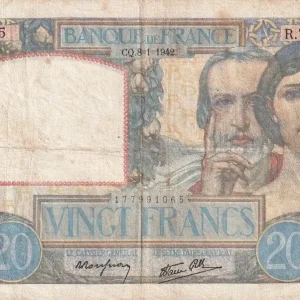 Livraison Gratuite Billet France 20 Francs - Science et Travail - 08-01-1942 - Série R.7120- F.12.21