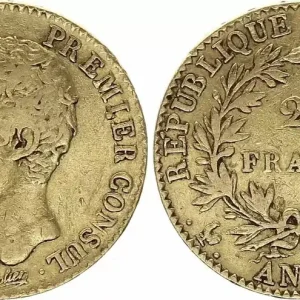 Authentique France 20 Francs - Napoléon I - Tête nue -Consulat - AN XIA Paris