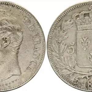 France 5 Francs Charles X - 1827 A Paris - Argent Expédié Aujourd’hui