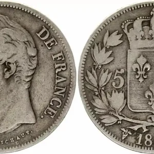 France 5 Francs Charles X - 1828 W Lille - Argent Dernière Chance