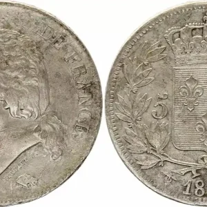 Must-Have 5 Francs Louis XVIII buste nu - 1824 W Lille - Argent