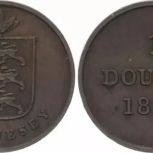 Guernesey 1 Double - Armoiries - 1830 Jusqu’à Épuisement Des Stocks