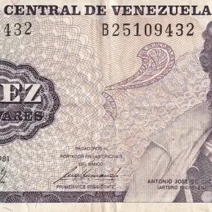 Seulement Aujourd’hui Billet Venezuela 10 Bolivares -Antonio José de Sucre - 1981 - Série B - P.60