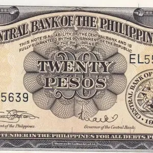 Billet Philippines 20 Pesos - A. Bonifacio & E. Jacinto - Série EL - 1949 - P.137e Prix Promo