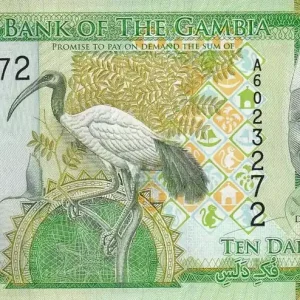 Prix Promo Billet Gambie 10 Dalasis - Oiseau - Dr Alh Yahya J. J. Jammeh - ND (2015) - Série A - P.32