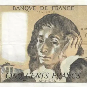 Billet France 500 Francs Pascal - 03-11-1977 - Série Q.75 Promotion Saisonnière