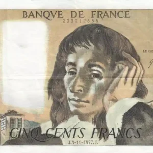 Usine Directe Billet France 500 Francs Pascal - 03-11-1977 - Série H.82