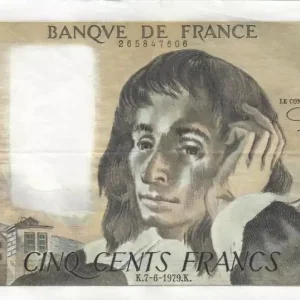 Prix Cassé Billet France 500 Francs Pascal - 07-06-1979 - Série J.107
