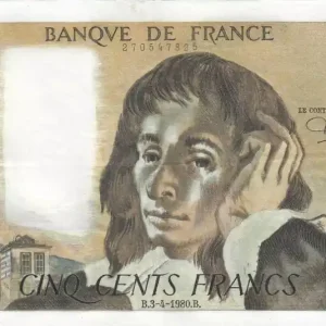 Billet France 500 Francs Pascal - 03-04-1980 - Série F.109 Seulement Aujourd’hui