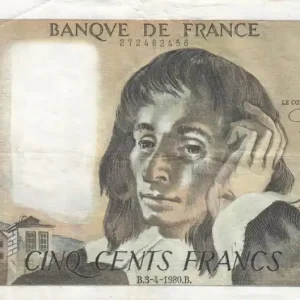 Billet France 500 Francs Pascal - 03-04-1980 - Série Z.109 Commander Vite