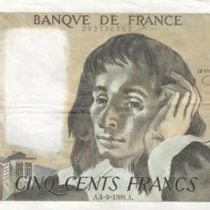 Billet France 500 Francs Pascal - 04-09-1980 - Série N.118 Édition Limitée