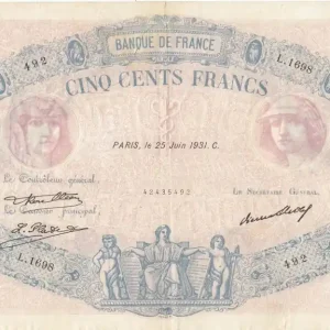 Billet France 500 Francs Rose et Bleu - 25-06-1931 - Série L.1698 Premium