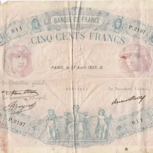 Billet France 500 Francs Rose et Bleu - 27-04-1933 - Série P.2197 Offre Du Jour