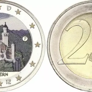 Certifié Allemagne 2 Euros - Bavière - Colorisée - F (Stuttgart) - 2012