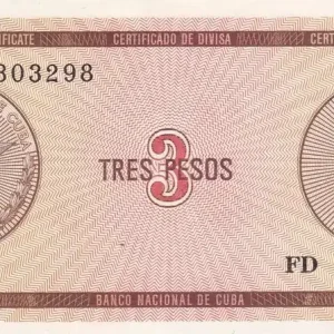 Dernier Modèle Billet Cuba 3 Pesos - Armoiries - 1985 - Série FD - P.FX2