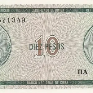 Billet Cuba 10 Pesos - Armoiries - 1985 - Série HA - P.FX8 Prix Cassé