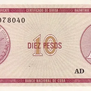 Billet Cuba 10 Pesos - Armoiries - 1985 - Série AD - P.FX4 Certifié