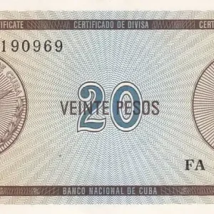 Billet Cuba 20 Pesos - Armoiries - 1985 - Série FA - P.FX36 Meilleur Choix