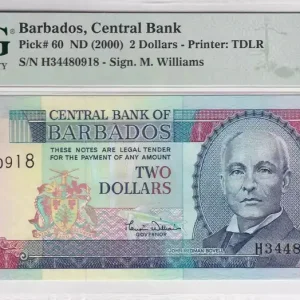 Billet Barbade 2 Dollars - John R. Bovell - PMG 66 EPQ Jusqu’à Épuisement Des Stocks