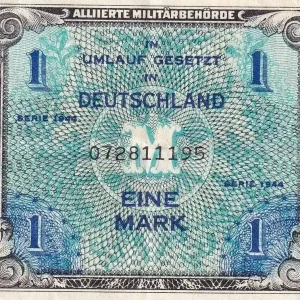 Billet Allemagne 1 Mark - Impr. américaine - 1944 - 9 digit avec F - P.193a Expédition Rapide