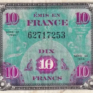Prix Cassé Billet France 10 Francs - Drapeau - 1944 - Sans Série - VF.18.01