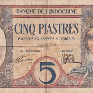 Billet Indo-Chine Fr. 5 Francs - Au Paon - ND (1927-1931) - Série G.650 - P.49b Top Qualité