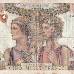 Prix Cassé Billet France 5000 Francs - Terre et Mer - 16-08-1951 - Série T.75 - F.48.05