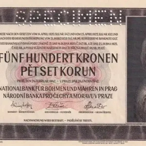 Billet Bohéme et Moravie 500 Korun - Peter Brandl - Spécimen - 1942 - Lettre K - P.11s Offre Exclusive