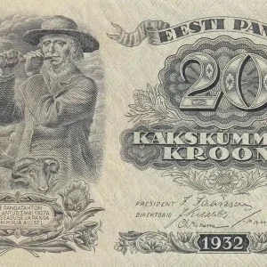Billet Estonie 20 Krooni - Berger - Armoiries - 1932 - P.64 Populaire