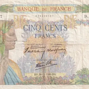 Garantie Incluse Billet France 500 Francs - La Paix - Séries et années variées - F.32 - TB à TB+
