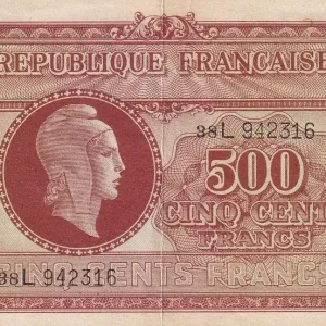 Bon Marché Billet France 500 Francs - Marianne - 1945 - Lettre L - VF.11.01