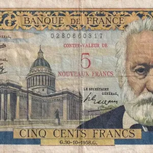 Acheter Direct Billet France 5 NF sur 500 Francs -Victor Hugo - 30-10-1958 - Série G.113 - F.52.01