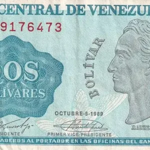 Billet Venezuela 2 Bolivares - Simon Bolivar - Armoiries - 1989 - Série AD - P.69 Bon Marché