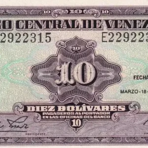 Populaire Billet Venezuela 10 Bolivares - Bolivar & Sucre - 1986 - Série E - P.61a