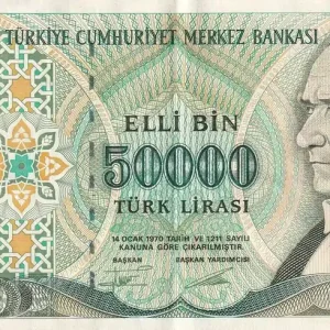 Livraison Express Billet Turquie 50000 Turk Lirasi - Pdt Ataturk - ND (1995) - Série K - P.204