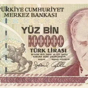 Billet Turquie 100000 Turk Lirasi - Pdt Ataturk - ND (1991) - Série I - P.206 Produit De Marque