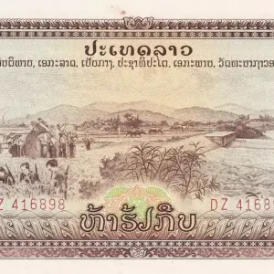 Billet Laos 500 Kip - Travailleurs armés - Soldats - ND (1968) - Série DZ - P.24 Meilleure Qualité