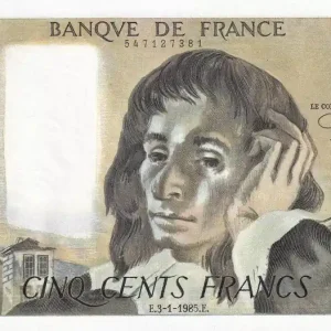 Billet France 500 Francs - Pascal - 03-01-1985 - Série W.219 - F.71.32 Usine Directe