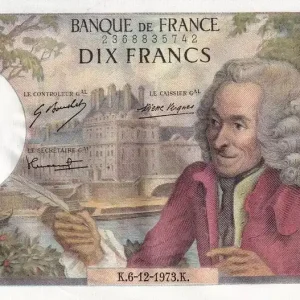 Billet France 10 Francs - Voltaire - 06-12-1973 - Série O.948 - F.62.45 Achetez Aujourd’hui