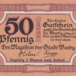 Billet Allemagne 50 Pfennig - Barby - Notgeld - 1921 Réduction