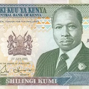 Billet Kenya 10 Shillings - Kenyatta - Armoiries - 1993 - Série AW - P.24e Prix Réduit