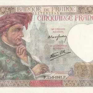 Expédition Rapide Billet France 50 Francs - Jacques Coeur - 13-03-1941 - Série V.47 - F.19.07